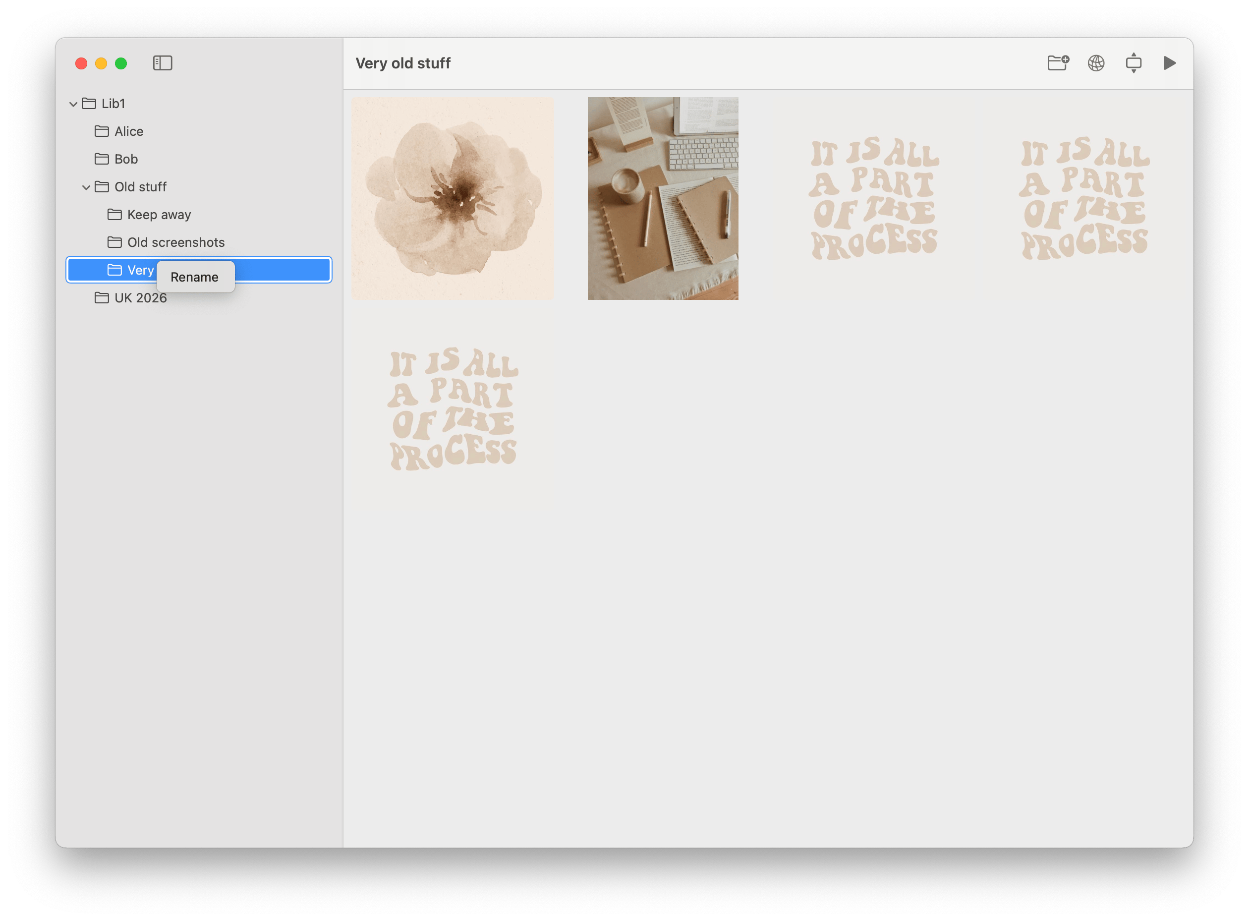 Folder rename interaction in the Folderstream sidebar