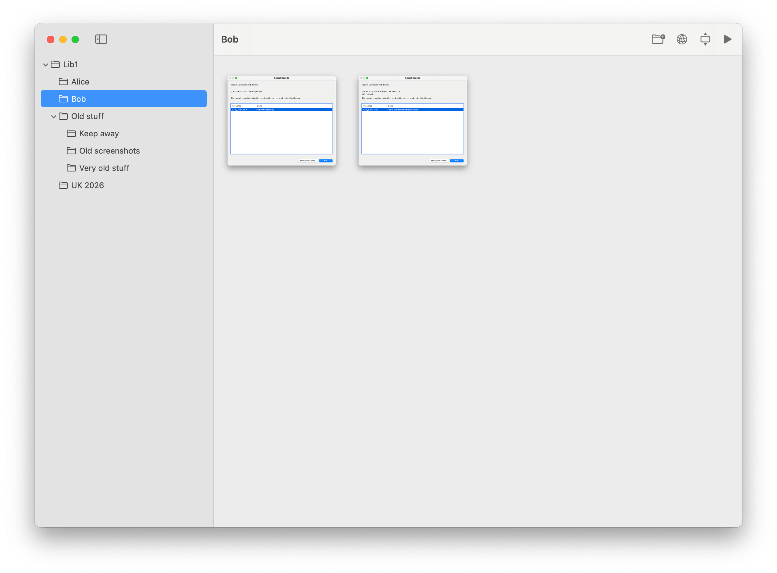 Folderstream browsing another folder with the toolbar actions visible